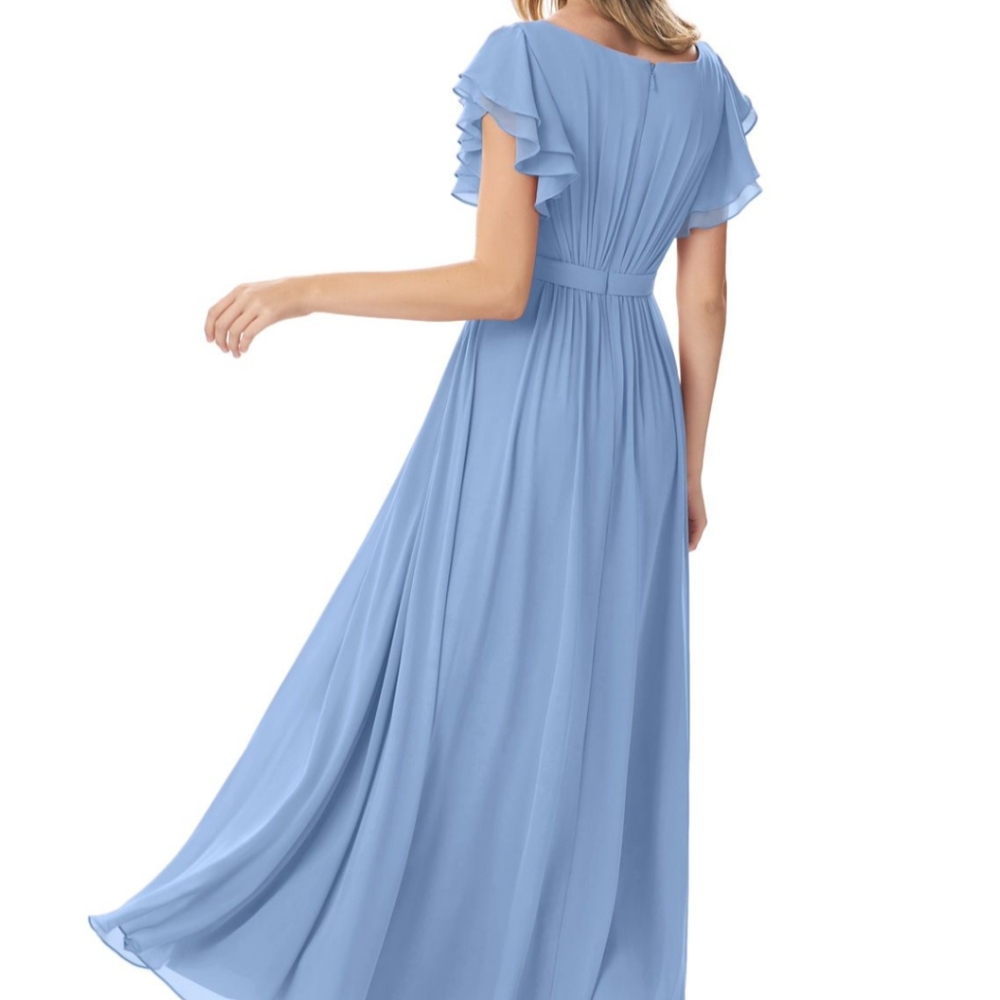 Blue Azazie Floor Length Bridesmaid Dress - Picture 2 of 6